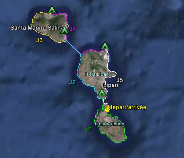 Parcours indicatifs, Tour des îles éoliennes