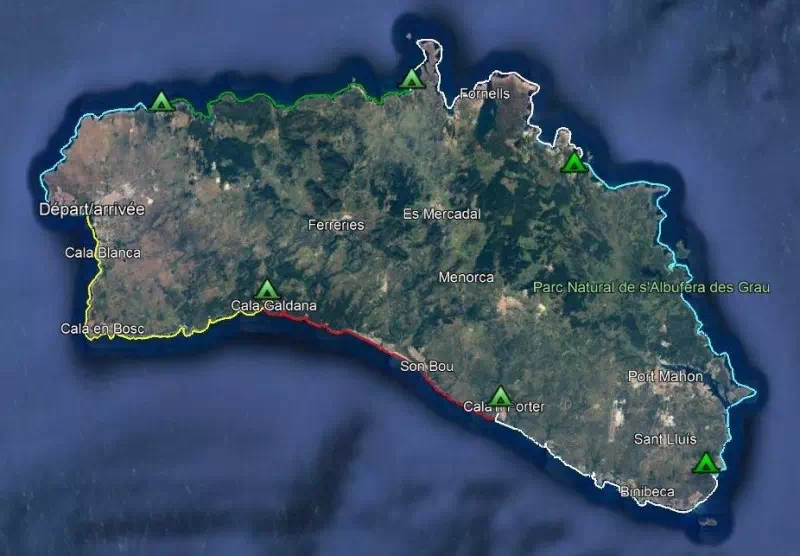 Parcours indicatifs, Tour de Minorque (Espagne)