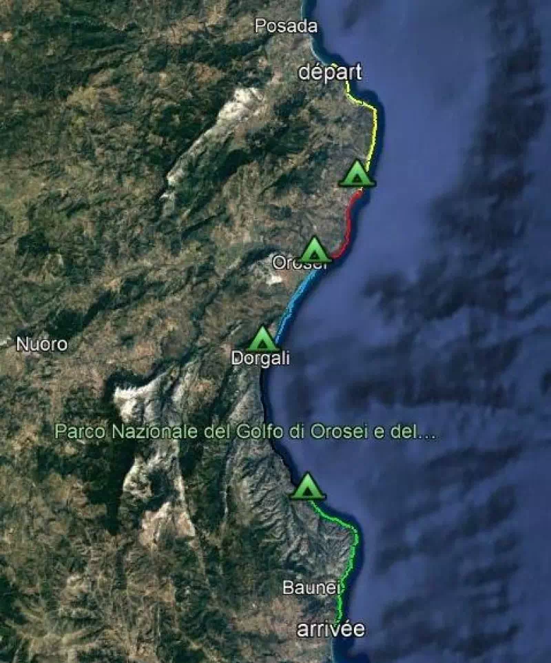 Parcours indicatifs, Sardaigne en kayak de mer, Le  golfe d'Orosei
