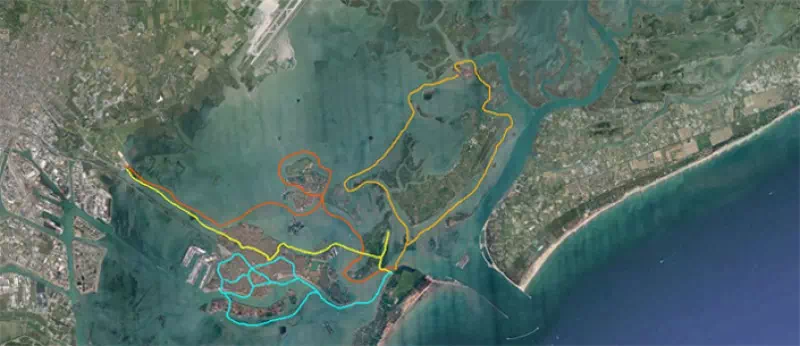 Parcours indicatifs, Kayak de mer à Venise et sa lagune, Murano, Burano