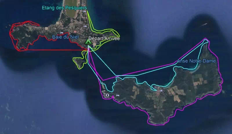 Parcours indicatifs, Stages kayak de mer 2, 3, 4 ou 5 jours, presqu'île de Giens - Porquerolles